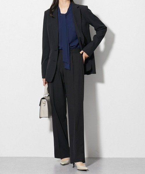 高身長 【レディーススーツ】 洗えるワイドパンツスーツ(ジャケット+