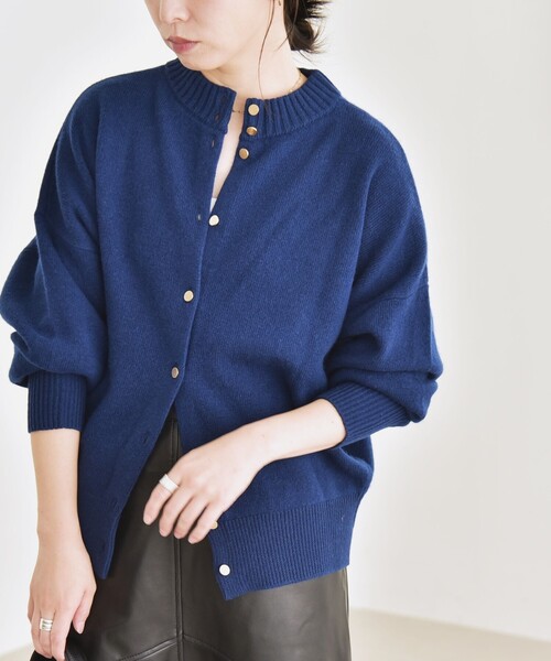 quaranciel: AQUA カシミヤ ミックス 2way ハイネック カーディガン