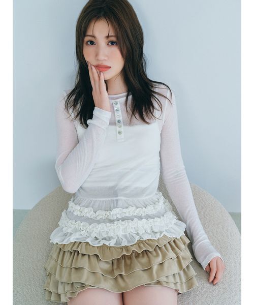 裾フリルジャージートップス（Tシャツ/カットソー）｜FURFUR（ファー