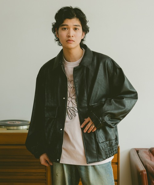 RAGEBLUE（レイジブルー）の「Synthetic leather track jacket