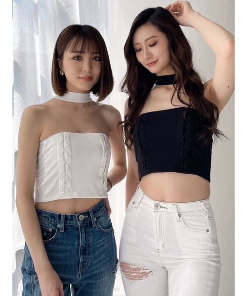 GYDA（ジェイダ）の「レースアップデザインチョーカーベアTOPS