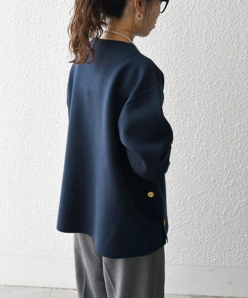 SHIPS any:〈手洗い可能〉ミラノリブ スタンドカラー ニット プル