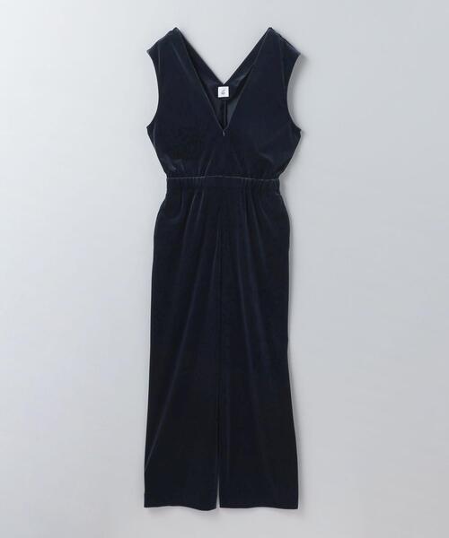 6（ロク）の「＜6(ROKU)＞ベロア Vネック オールインワン（つなぎ