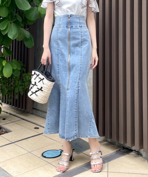 NOMAE（ノーマエ）の「FRONTジップデニムマーメイドスカート（デニム