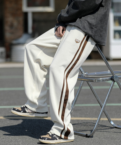 セール】【neos】ワイドシルエット ロゴ ライン カルゼ スウェット