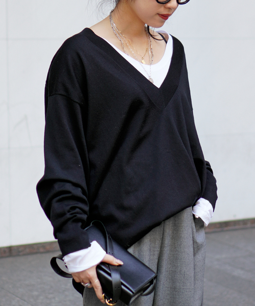 ディープVネックニット（ニット/セーター）｜AP STUDIO（エーピー