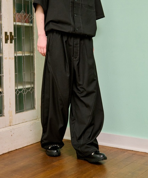 セール】CURVE STITCH EASY WIDE SLACKS /カーブステッチイージー