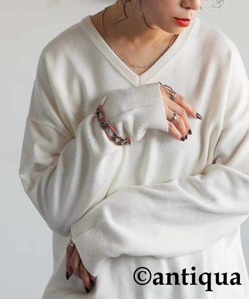 セール】Vネックニット（ニット/セーター）｜antiqua（アンティカ）の