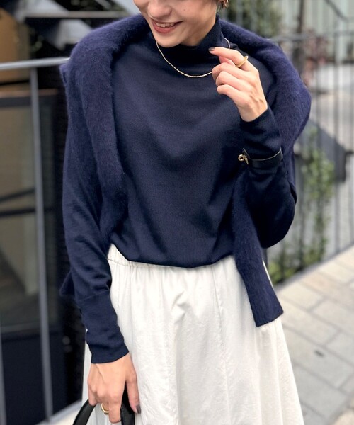 セオリーリュクス ボトルネック ニット ウール DENEB BRIT ネイビー