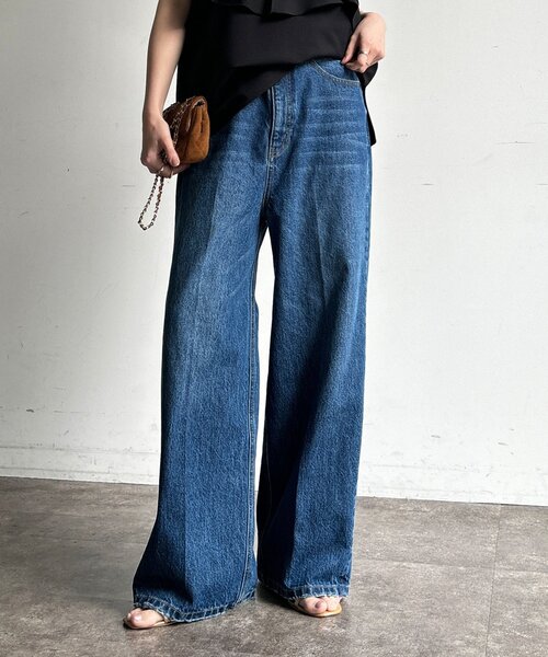 ハイウエストダブルボタンデニム（デニムパンツ）｜DouDou（ドゥドゥ