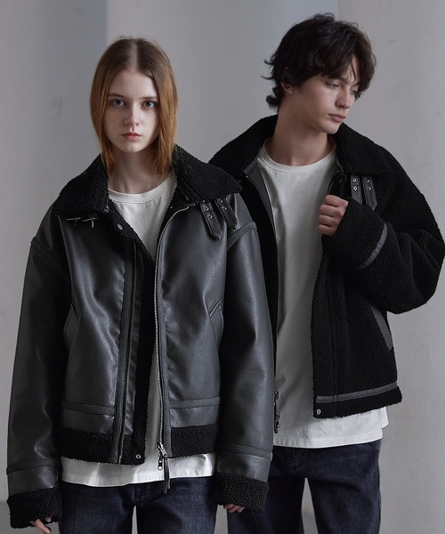 セール】【CLEL】4way Reversible Faux Shearling Jacket / 4way