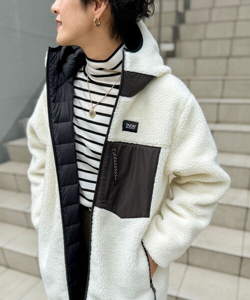 セール】◇【WEB限定】【TAION/タイオン】別注ボア×ダウンフードコート