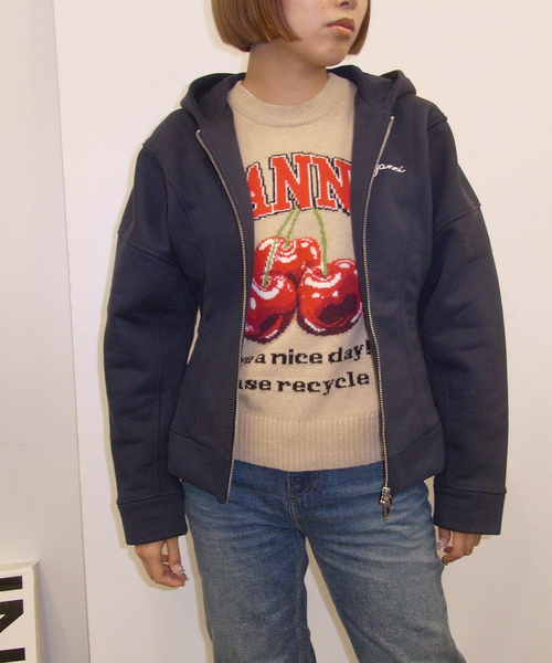 セール】【GANNI / ガニー】 Graphic Wool Mix Cherry Crewneck K2320