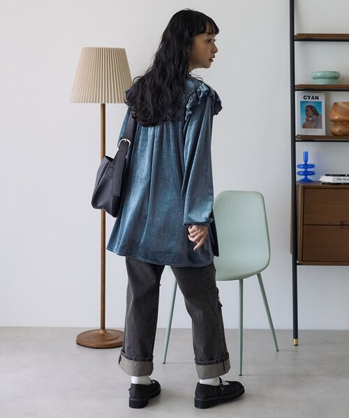 セール】ラメベロアチュニック / フリルブラウス（シャツ/ブラウス