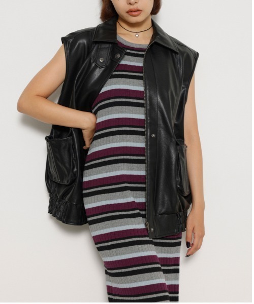 LAGUA GEM（ラグアジェム）の「ZIP POCKET フェイクレザーベスト