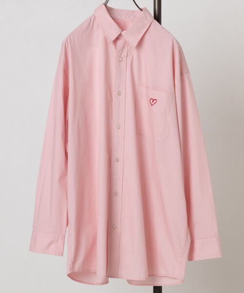 セール】ワンポイントハート刺繍 ベーシックシャツ（シャツ/ブラウス