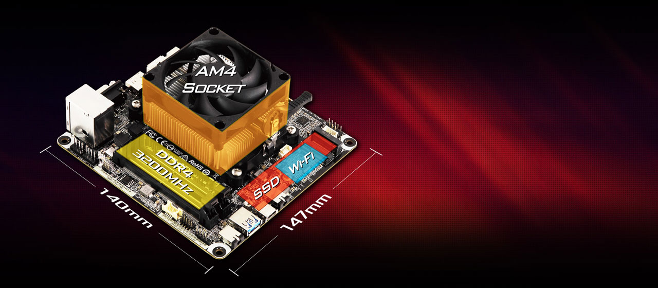 ASRock DESKMINI X300W AMD X300 mini PC Barebone AMD AM4 Socket W/O