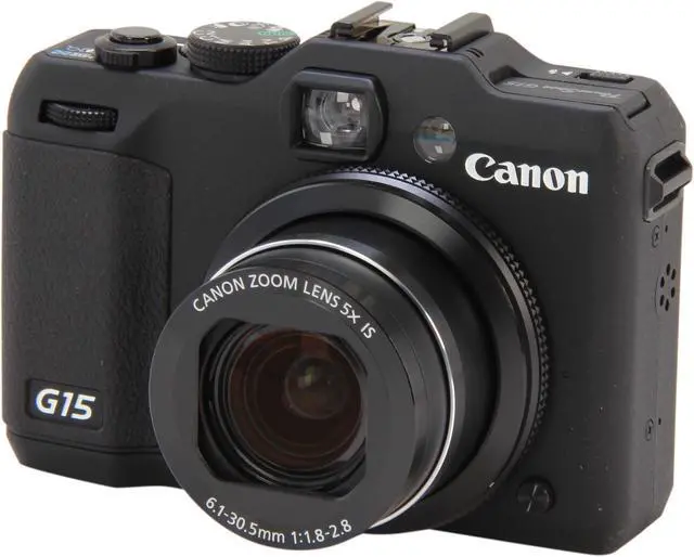 Canon PowerShot G15 Black Approx. 12.1 MP 28mm Wide Angle Digital
