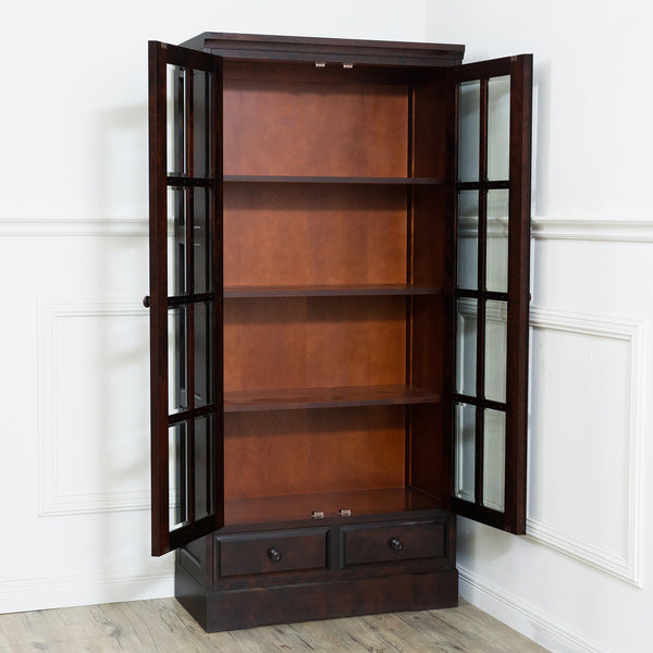 書棚 900 ふらの 観音開き 樺材 北海道民芸家具 ダークブラウン 書棚