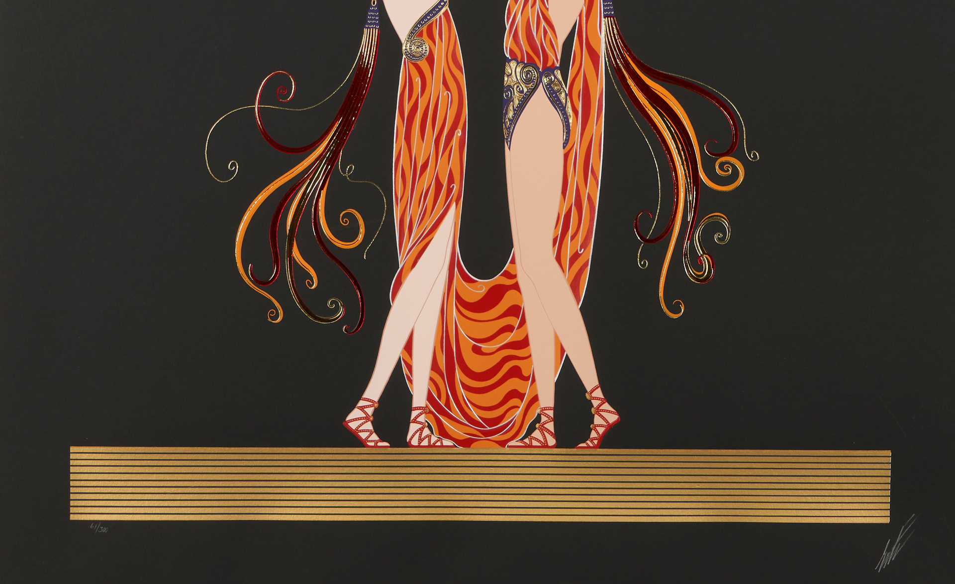 Lot 374: Erte Art Deco Serigraph, Kiss of Fire | Case Auctions