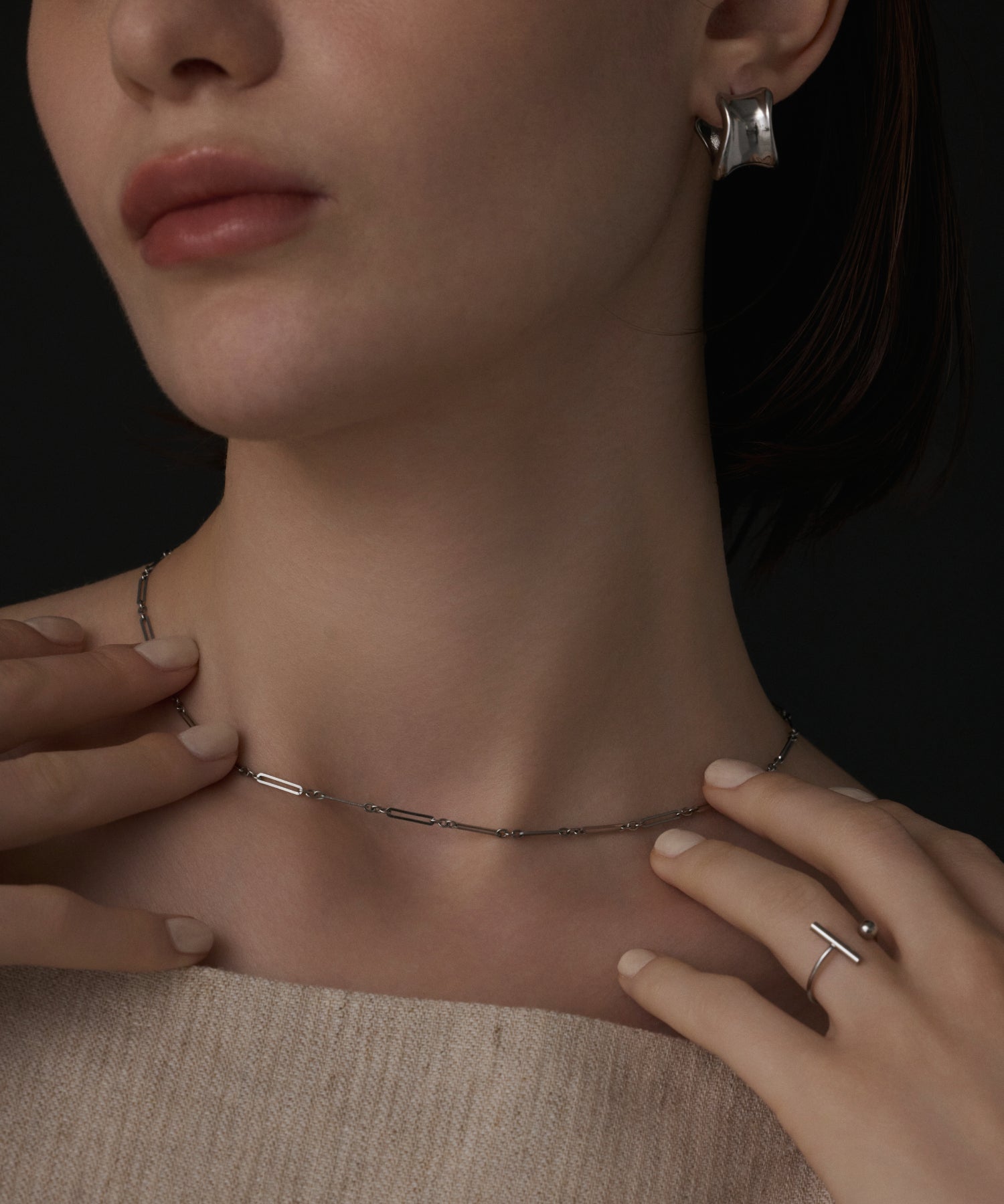 シルバー]リンクチェーンネックレス