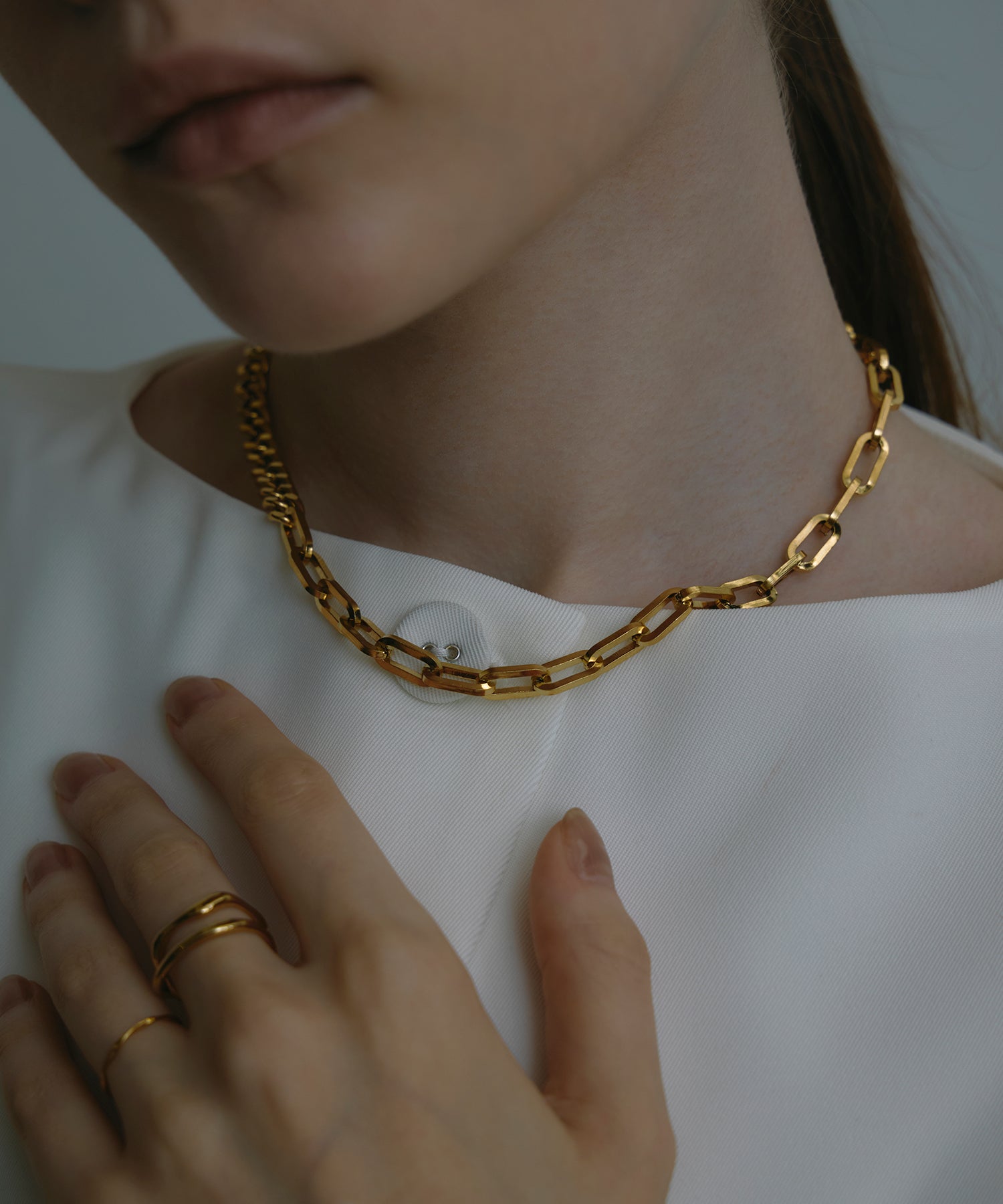 ゴールド]アシンメトリーチェーンネックレス
