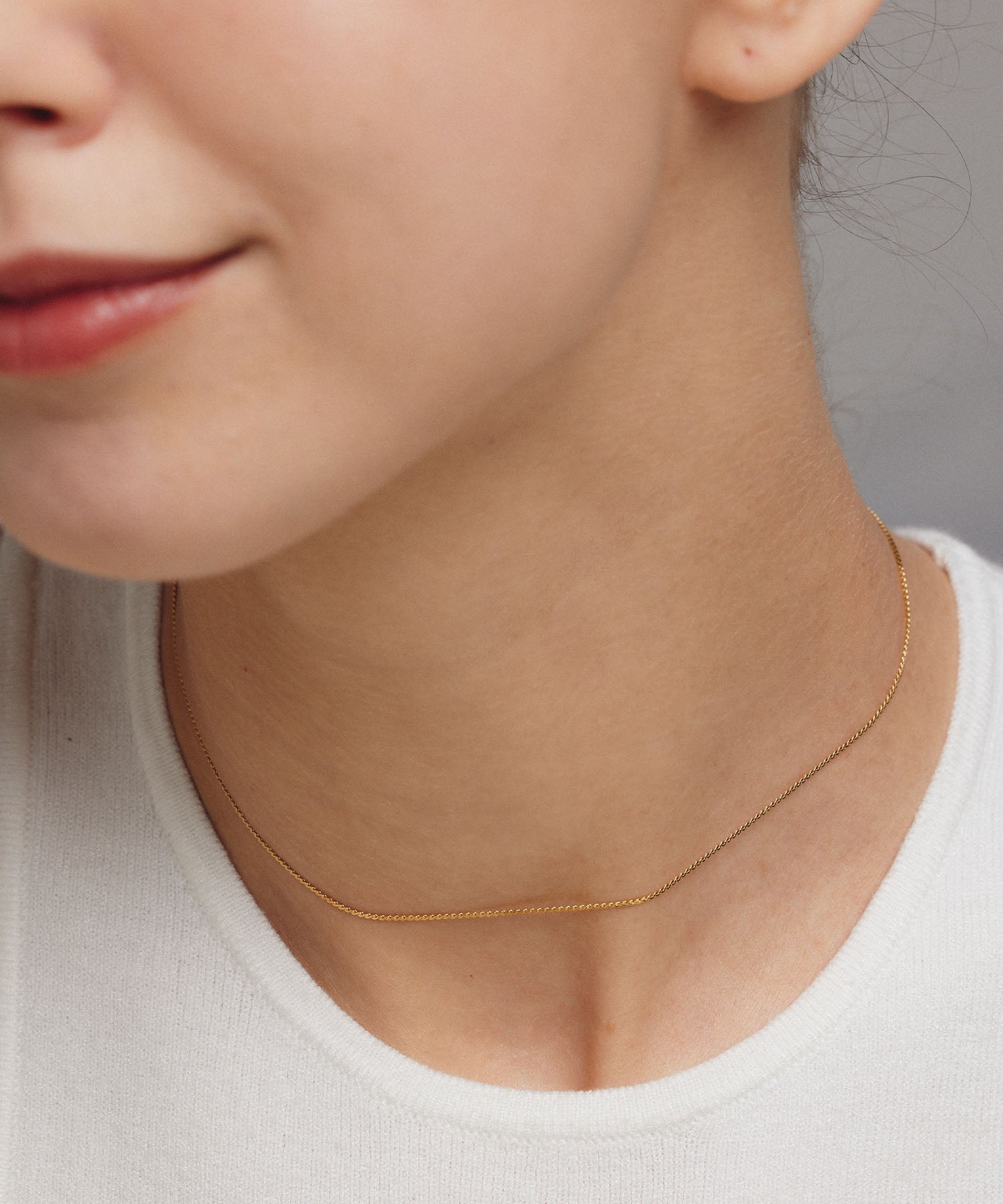 ゴールド]ツイストスネークチェーンネックレス/34cm