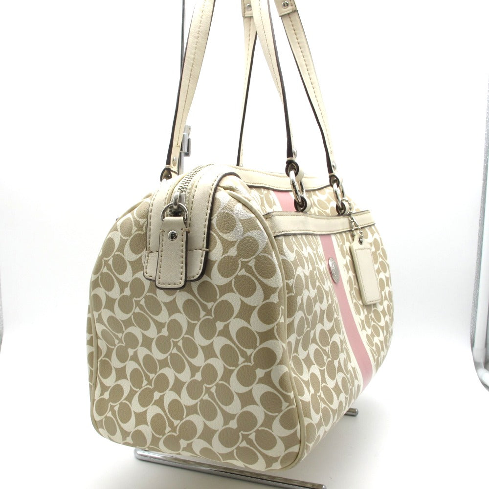 COACH コーチ ハンドバッグ ボストンバッグ型 ベージュ ピンク