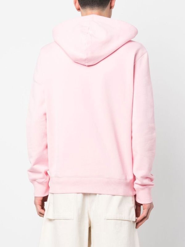 Lanvin embroidered-logo Cotton Hoodie | Pink | FARFETCH
