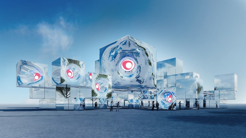 落合陽一氏の万博パビリオン「ヌルヌル」、風景ゆがむ世界初のミラー膜