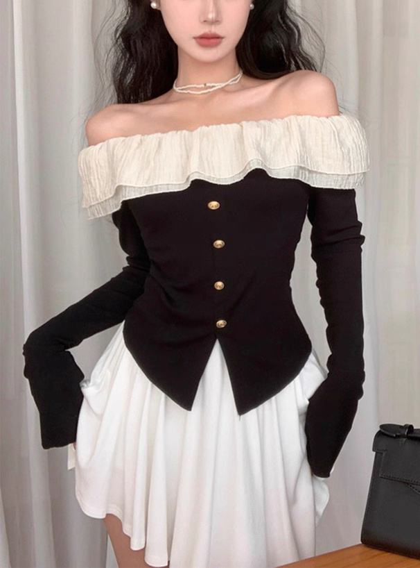 フリルオフショルダーリブトップス[at2568] | レディースファッション