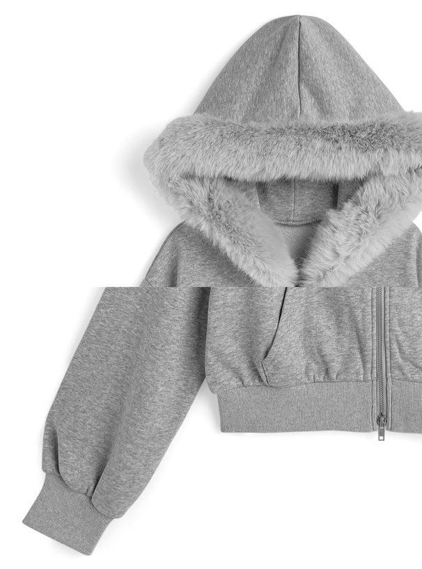 ファーフードダブルジップスウェットパーカー[fo2263] | レディース