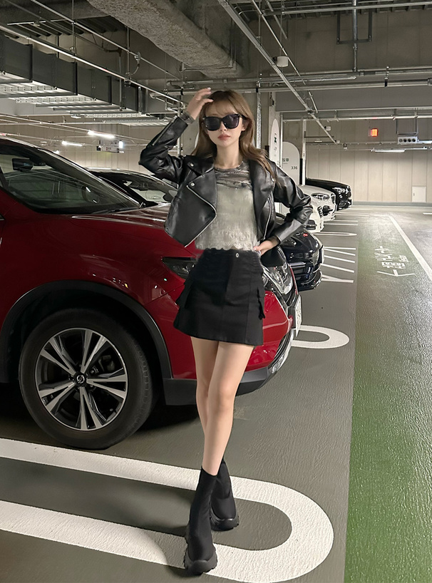 ショート丈レザーライダースジャケット[pp185] | レディース