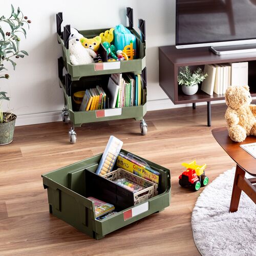 おしゃれツールワゴン｜3段・収納・カーキカラー