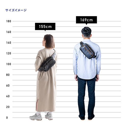 ボディバッグ（ワンショルダー・日本製・デニム生地・横型・撥水