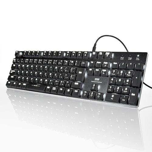 ゲーミングキーボード（メカニカル式・赤軸・テンキー・軽い・バック