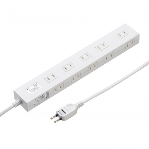 電源タップ（雷ガード内蔵・10個口・2Pプラグ・一括集中スイッチ