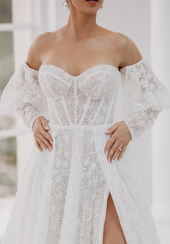 Enchanting A-Line Wedding Dress crafted with Romantic Lace and