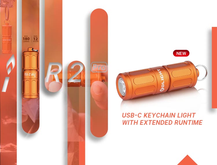 I1R 2 Pro Keychain Flashlight USB C Rechargeable 180 Lumens EDC