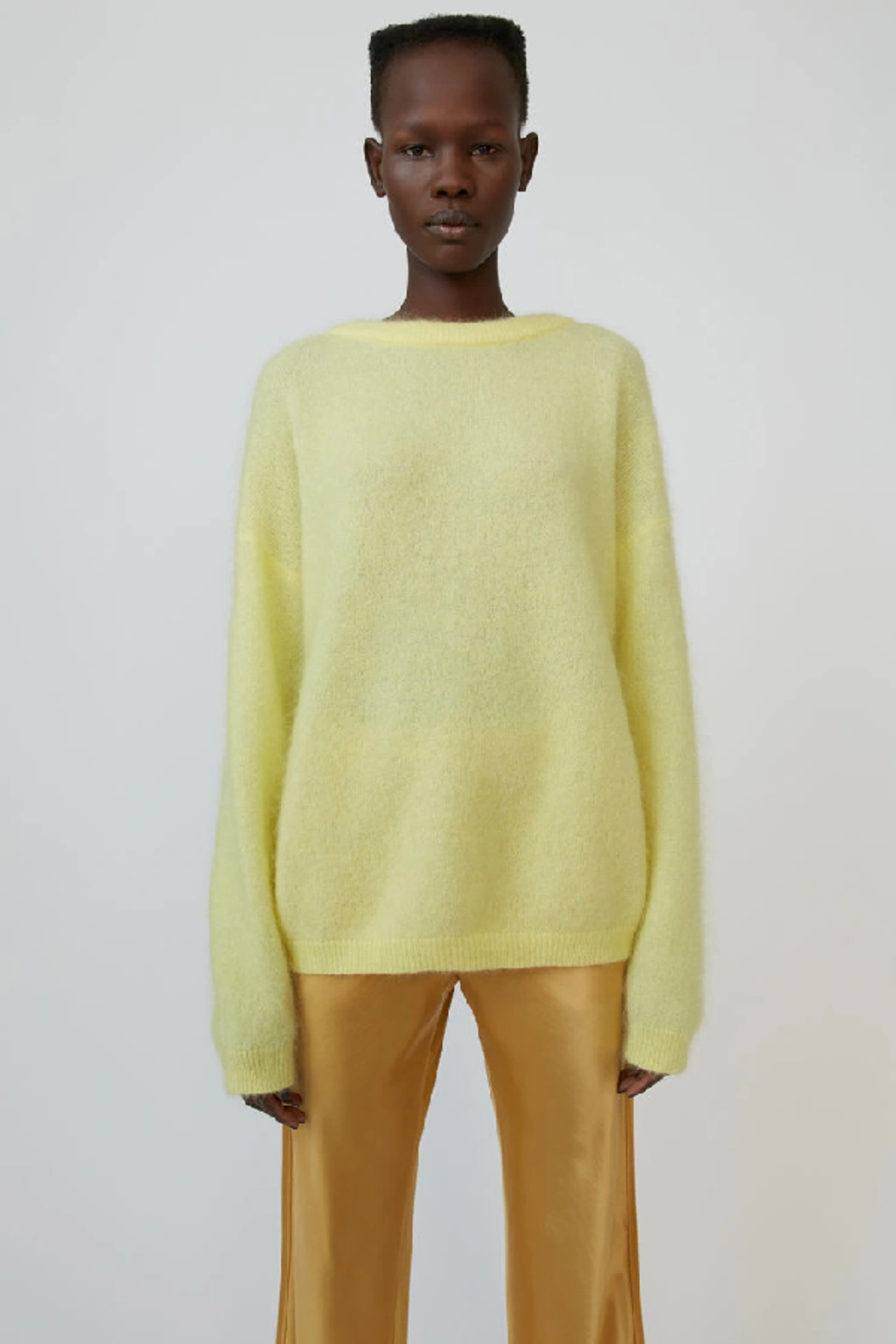 Acne Studios Dramatic Moh Light Yellow In Oversized Sweater | ModeSens
