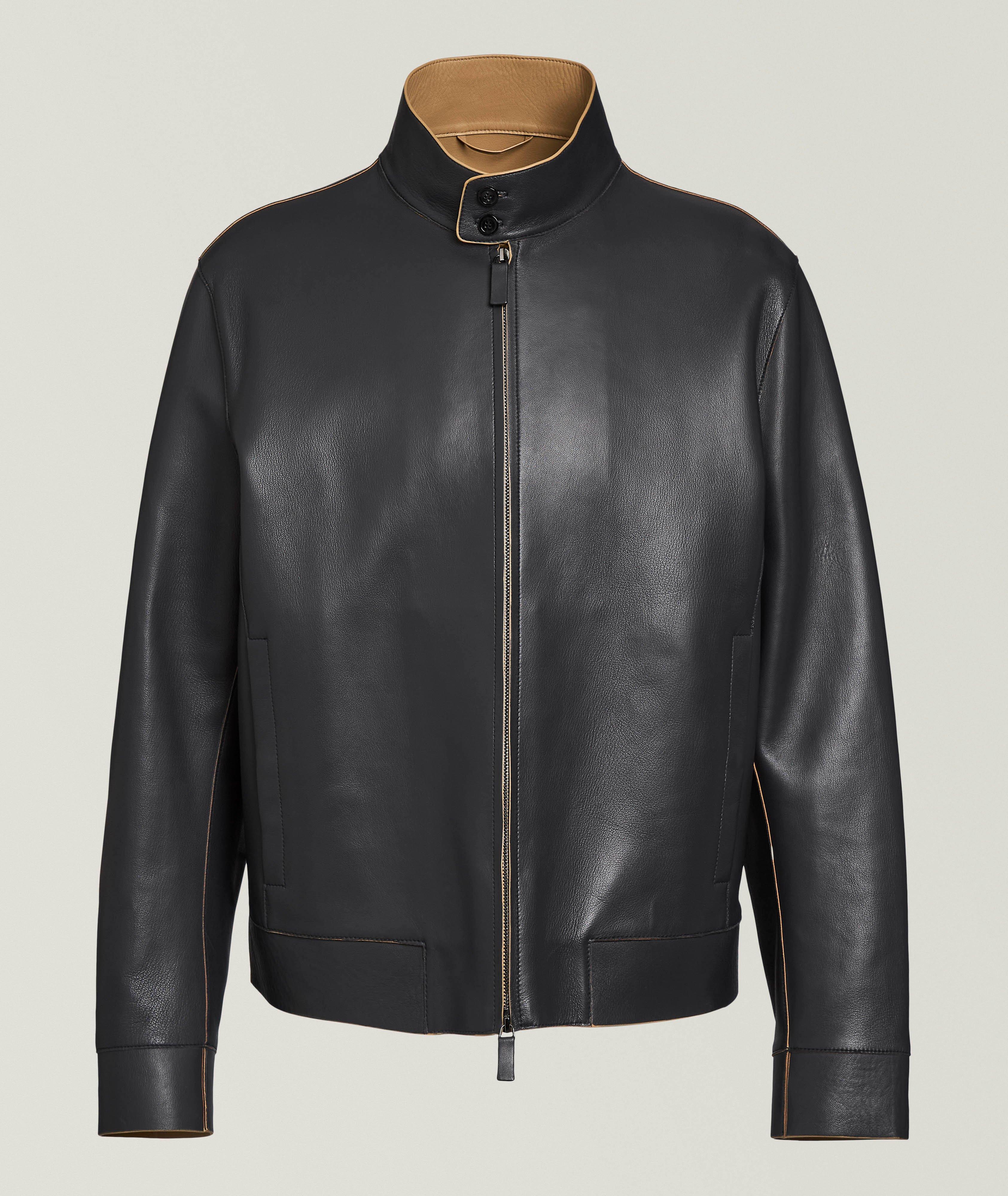 Emporio Armani Icon Nappa-Lambskin Leather Blouson | Coats | Harry