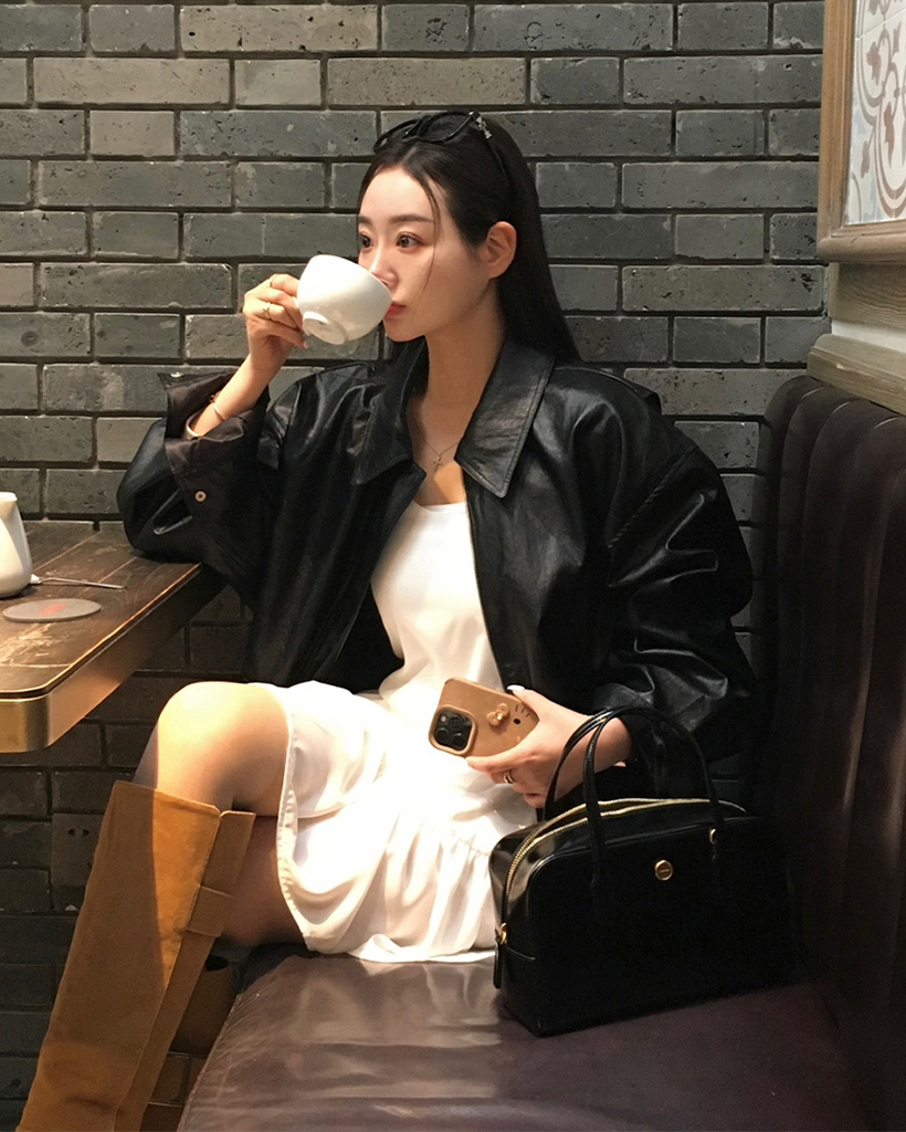 ORIGINAL) ロック、オーバーフィットスリットレザージャケット