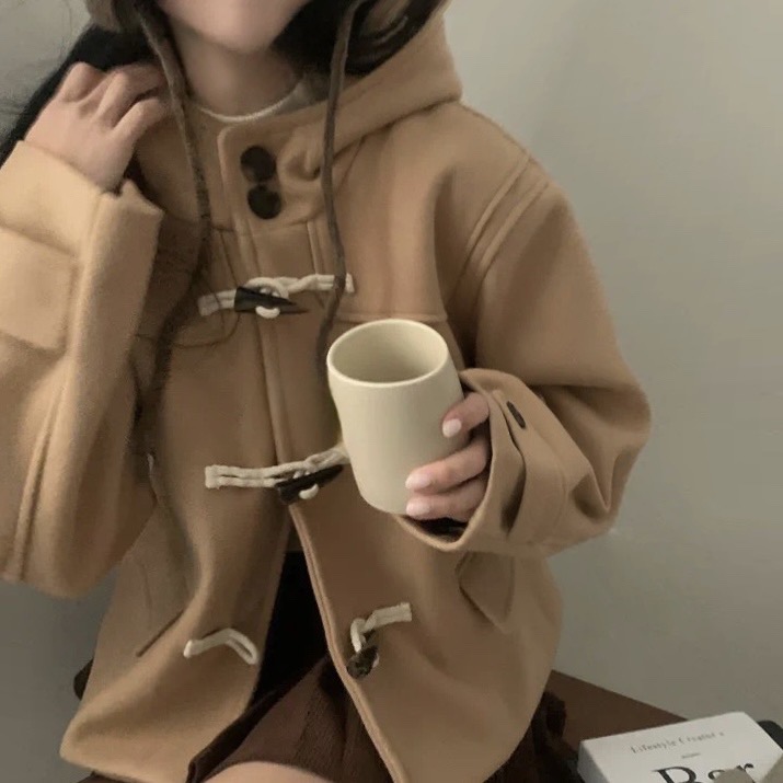 フード付きハイネックショートダッフルコート | ファッション通販