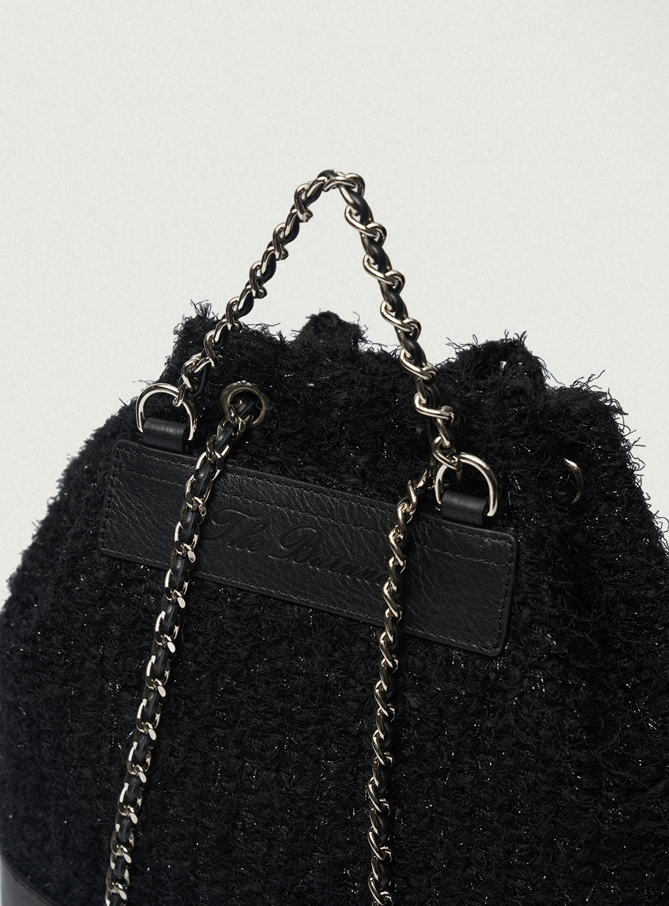 Black Tweed Drawstring Chain Backpack | ファッション通販サイト NUGU
