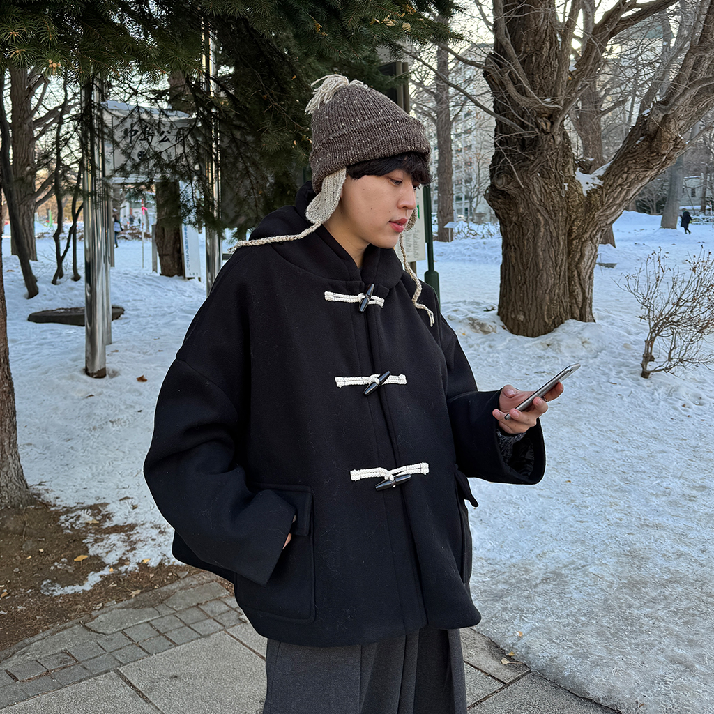 ユニセックス) フラットポケットショートダッフルコート