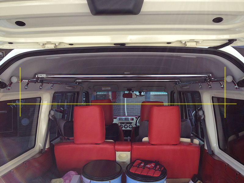 バモスホビオのルーフインナーサイドパイプとクロスバー（固定式）が