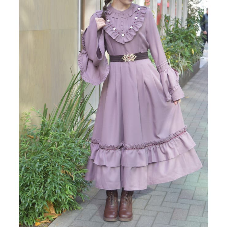 ローズ×リボン姫袖ワンピース[品番：IGAW0007343]｜axes femme