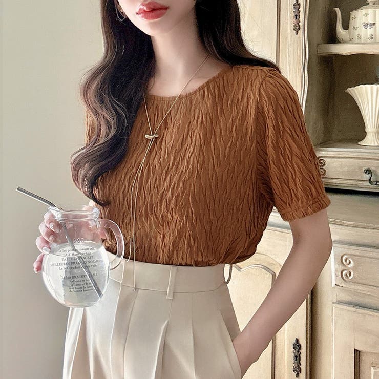 Meiru シアーカットジャガードトップス[品番：AMTW0010486]｜JUNOAH