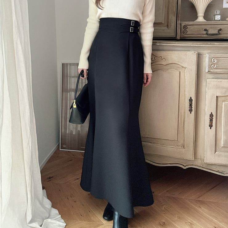 Meiru ハイウエストダブルベルトマーメイドスカート[品番：AMTW0011081