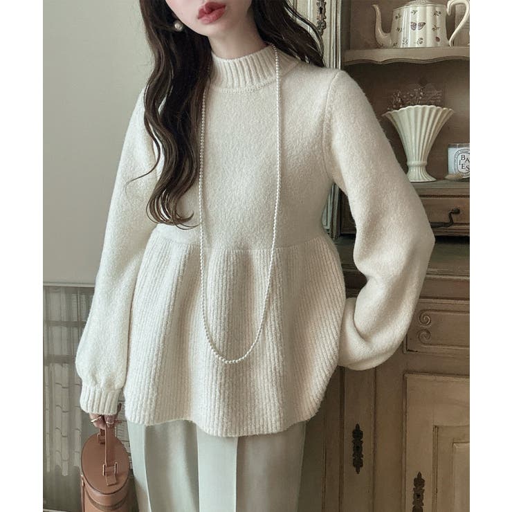 Meiru ペプラムハイネックニット[品番：AMTW0011603]｜JUNOAH